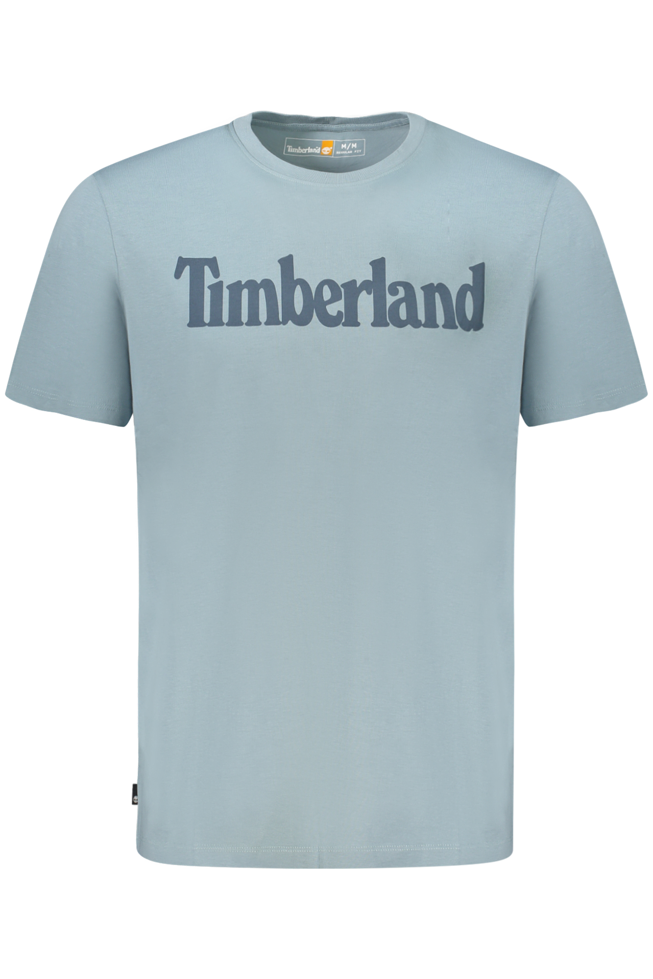 

Футболка мужская Timberland хлопковая с логотипом бренда на груди, светло-голубой