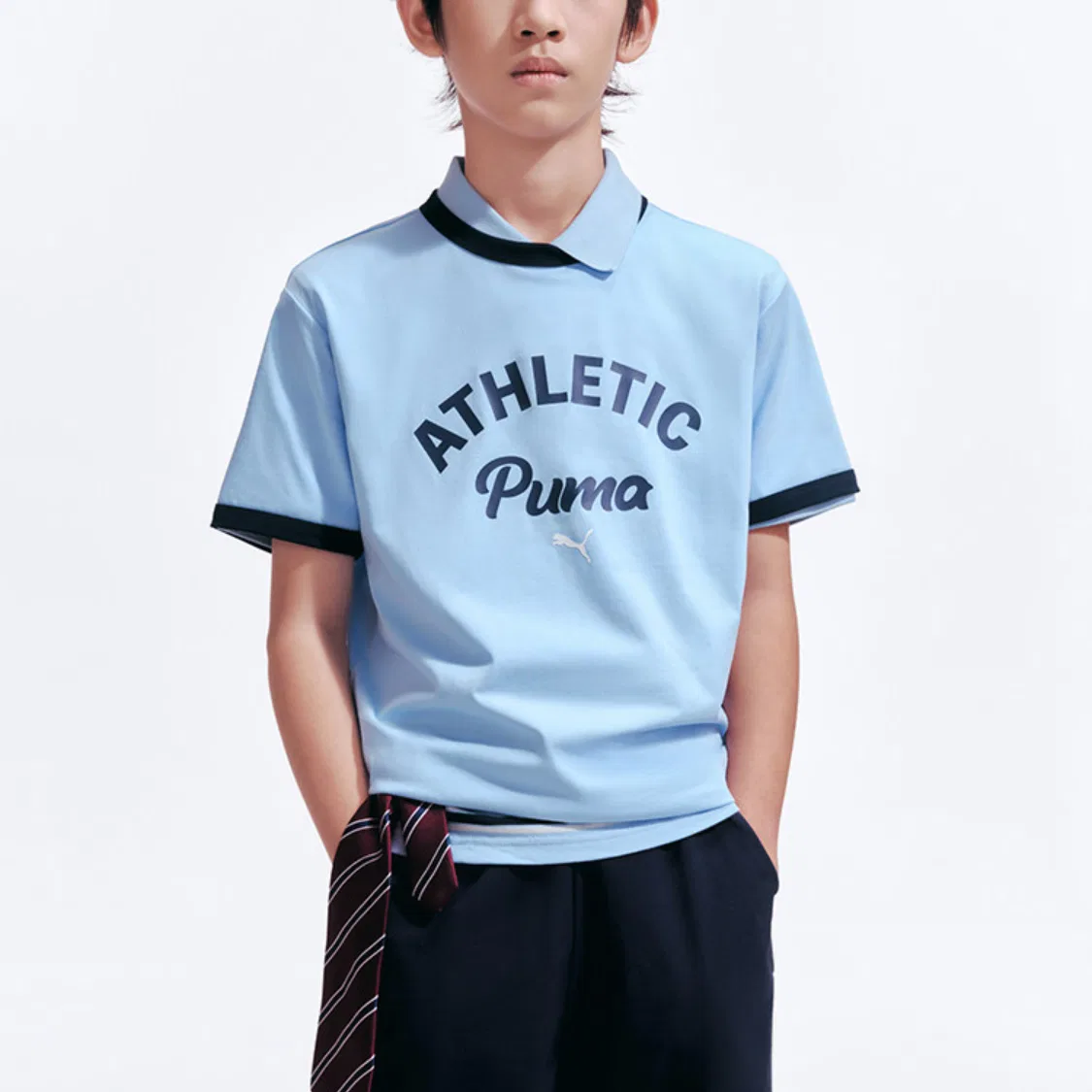 Детская футболка V-Neck PUMA, Ice Blue 80902 — фото 3