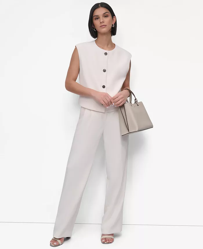 

Женский жилет Aero Crepe и брюки со складками DKNY, белый