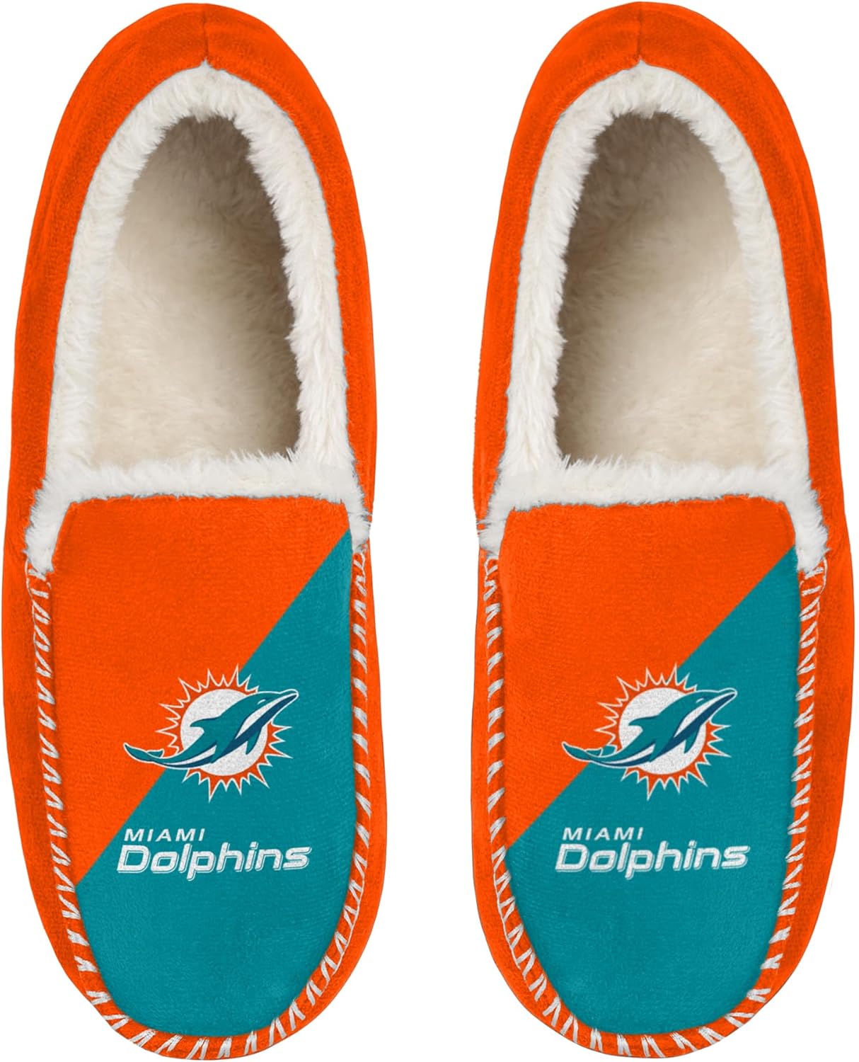 

Унисекс-тапочки FOCO NFL с официальной лицензией с отделкой шэрпа и основным логотипом в стиле color block, Miami Dolphins