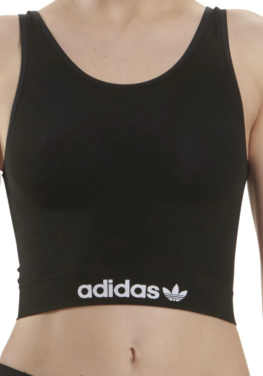 

Спортивное бюстье Adidas Originals Modern Flex с надписью-логотипом, черный