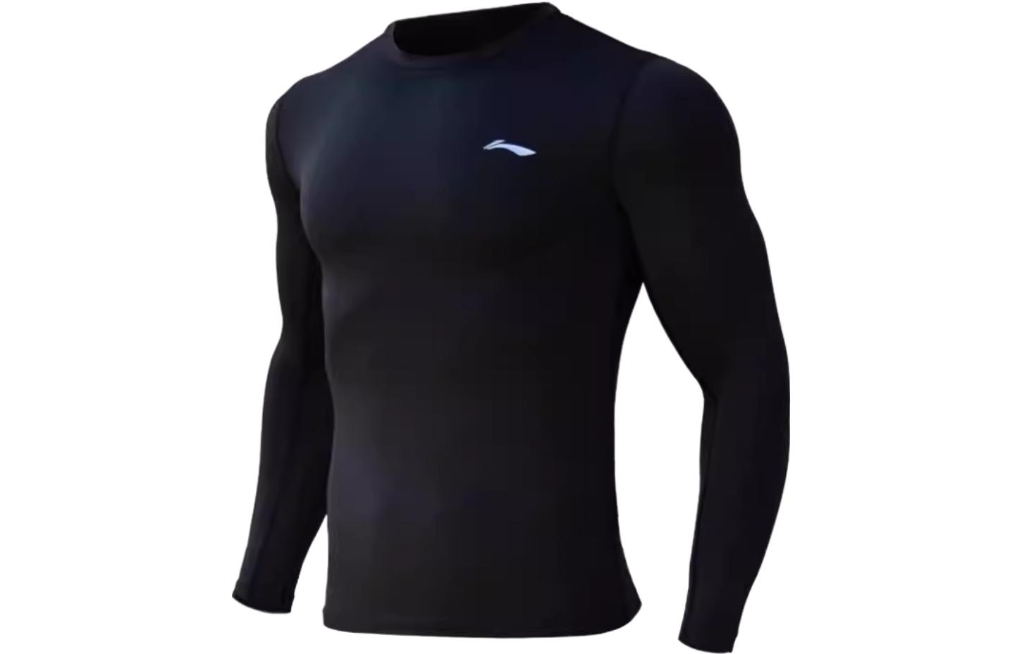 

Мужской спортивный костюм Li Ning с круглым вырезом, умеренный крой., [fleece-lined skin-friendly high-rebound thermal]черный compression garment