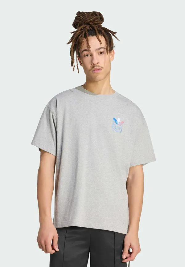 Футболка с принтом логотипа в стиле ар-деко из парижа Adidas Originals, Medium Grey Heather — фото 2