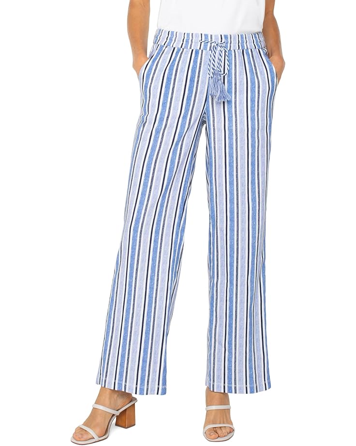 

Брюки Liverpool Los Angeles Pull-On Drawstring Waist Band Wide Leg, цвет White Blue Multi Stripe