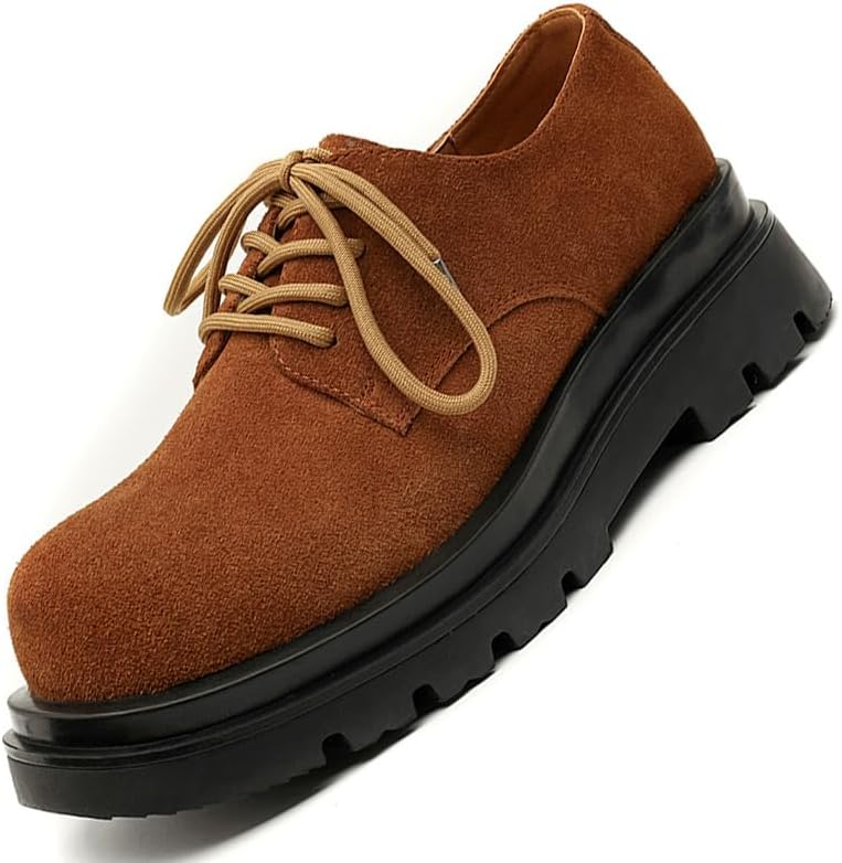 

Мужские модные массивные повседневные оксфорды из замши, туфли-дерби, увеличивающие рост, для повседневной носки и работы Gezykao, оранжевый