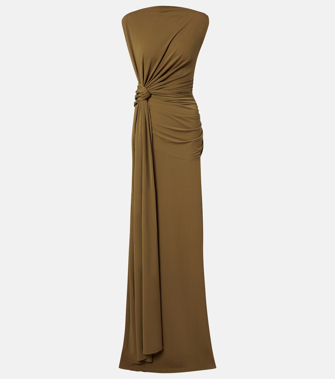 

Платье из крепового джерси с драпировкой Alex Perry, оливковый