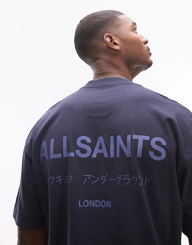 

Футболка Underground oversize темно-синего металлического цвета AllSaints