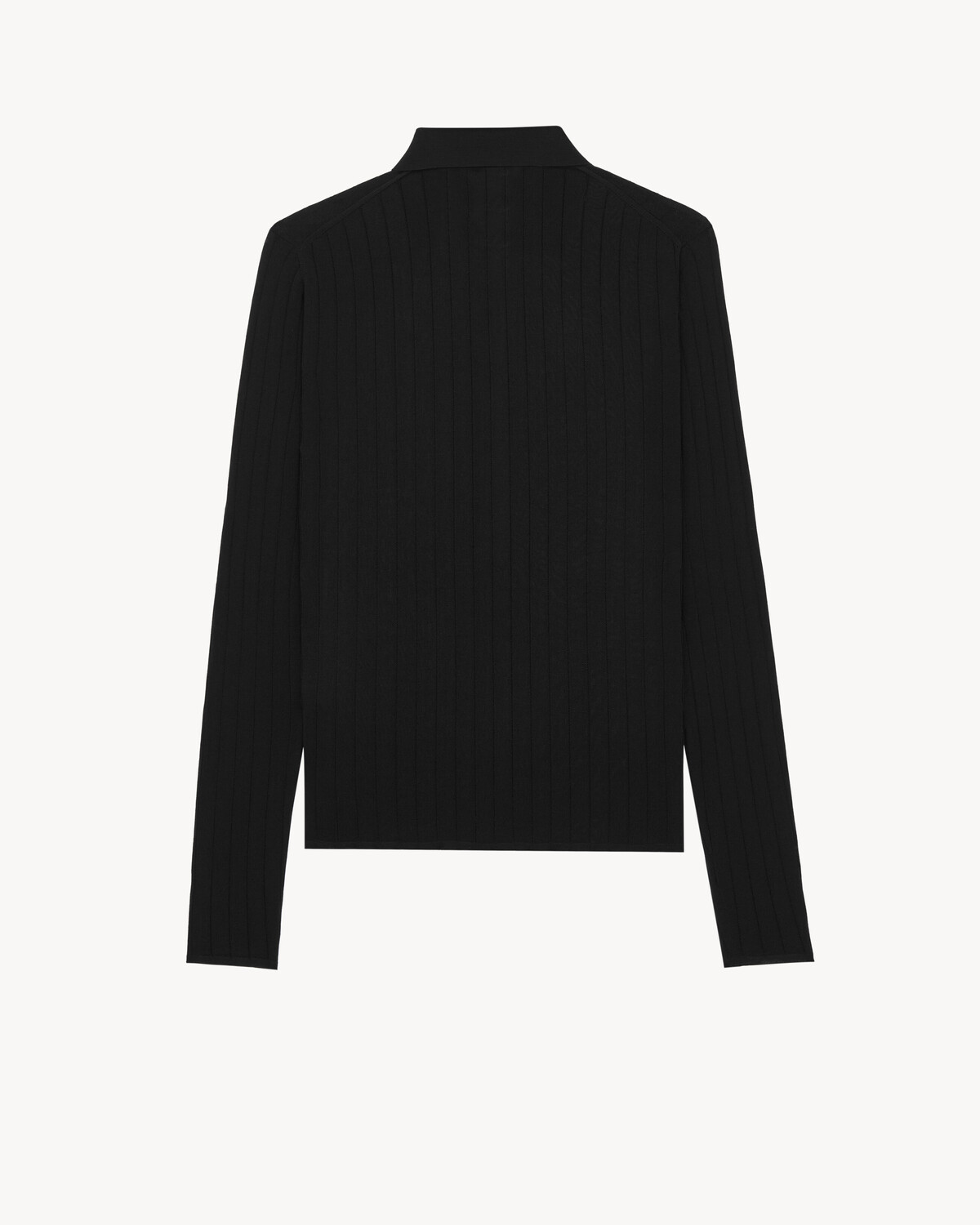 Поло из шерсти с ажурной плоско-ребристой вязкой Saint Laurent, черный — фото 2