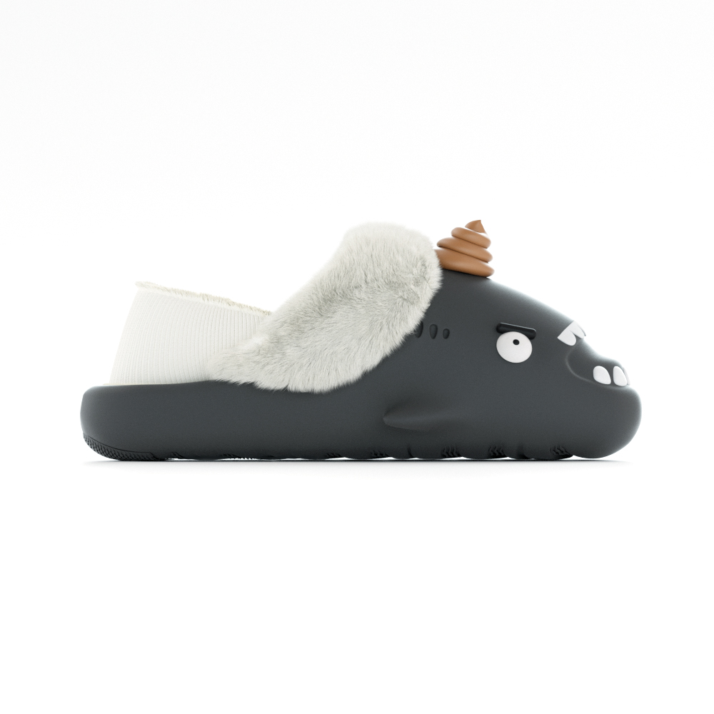 HelloSlippers Акула зимние акулики зимние удобные закрытые тапочки на каблуке унисекс розовые, цвет Pink — фото 4