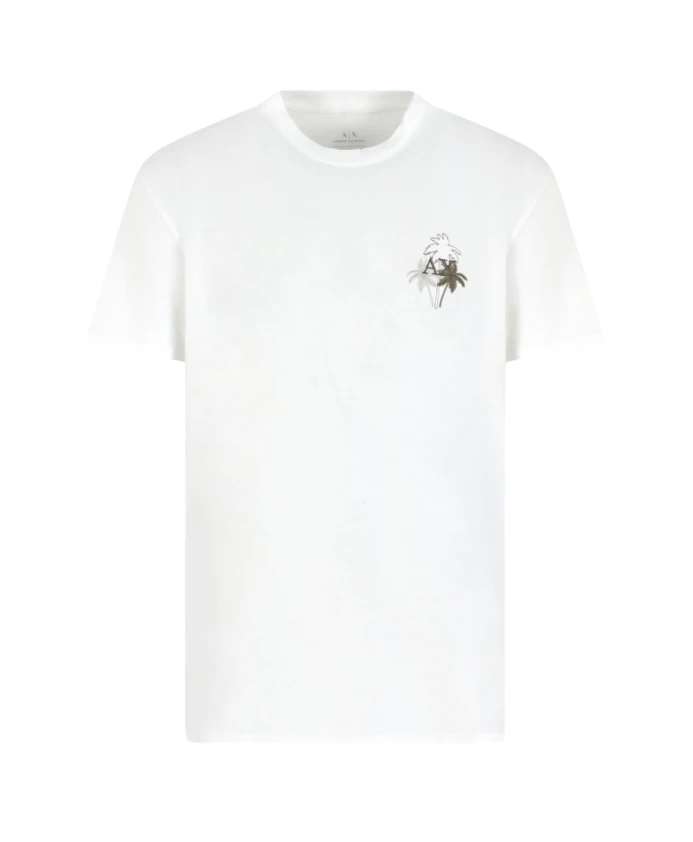 

Хлопковая футболка с вышитым логотипом, белая. Armani Exchange, белый