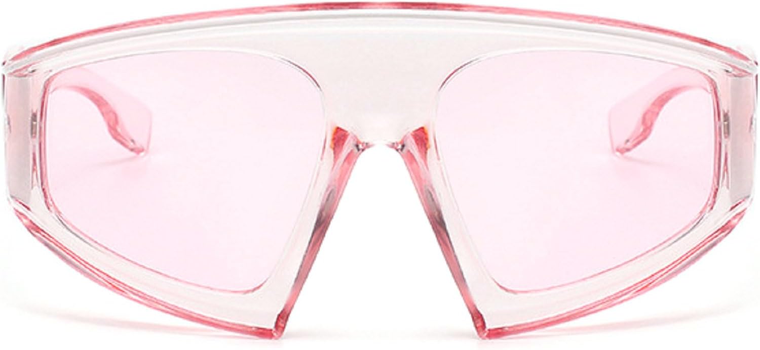 

Уникальные цельные солнцезащитные очки большого размера конфетных цветов для женщин, модные солнцезащитные очки неправильной формы для мужчин в стиле хип-хоп для вождения mincl, Pink