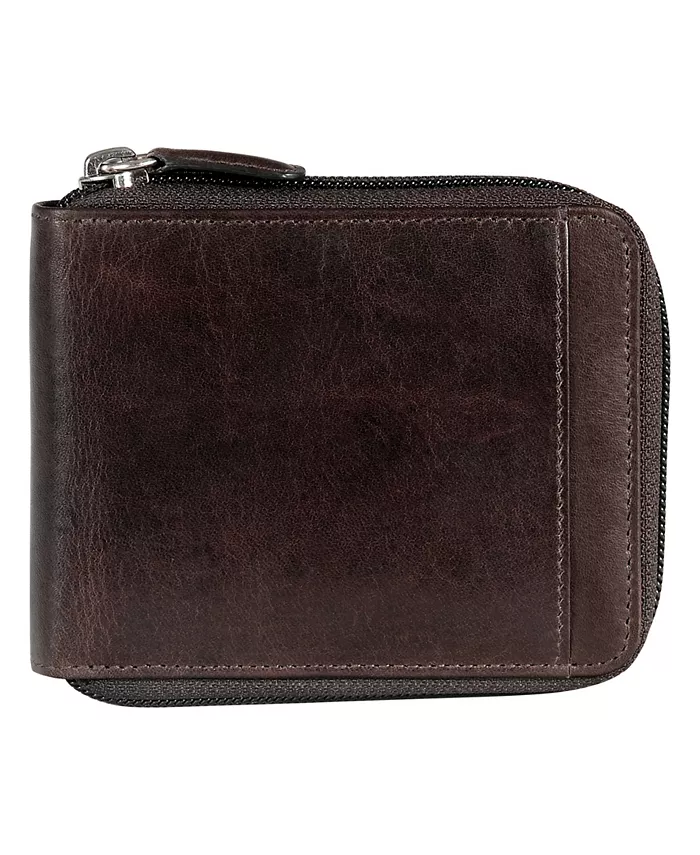 

Кошелек мужской Casablanca Collection с RFID-защитой, центральной молнией и съемным паспортным блоком Mancini, коричневый