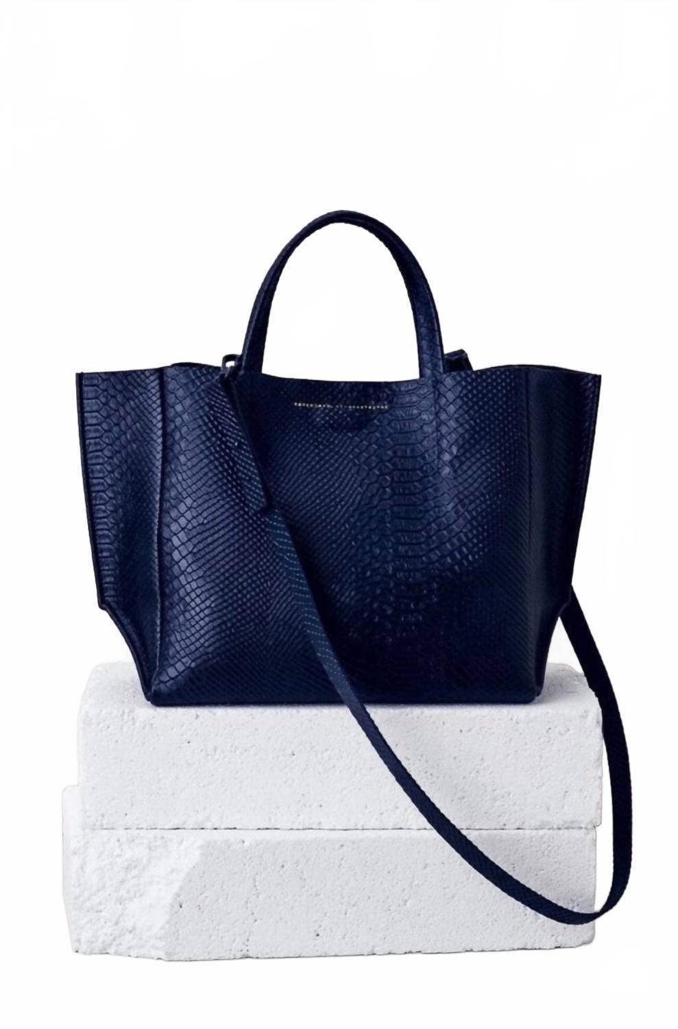 

AMPERSAND AS APOSTROPHE Женская кожаная сумка-половина сумки-тоут, темно-синяя, с принтом "ночной питон"