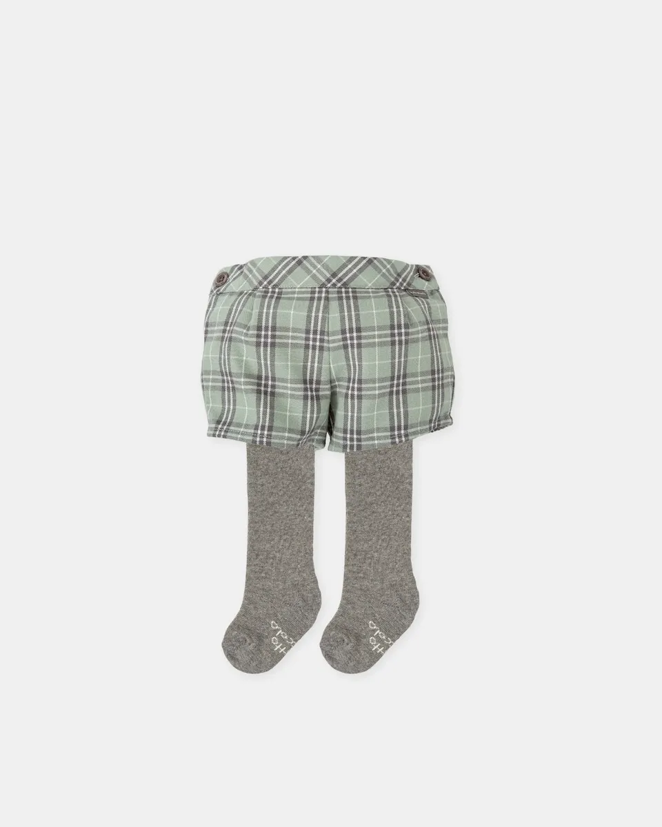 

Комплект для малыша клетчатые зеленые штанишки-бомбачо с колготками Tutto Piccolo