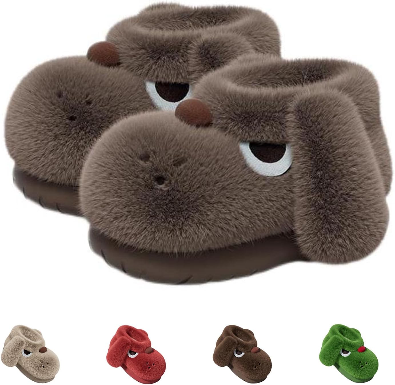 

Милые 3D тапочки с собакой для женщин и мужчин - пушистые тапочки в виде мультяшных животных Generic, коричневый