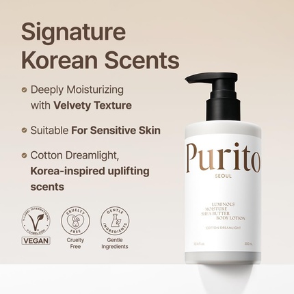 Сияющий увлажняющий лосьон для тела с маслом ши Cotton Dreamlight Purito — фото 2