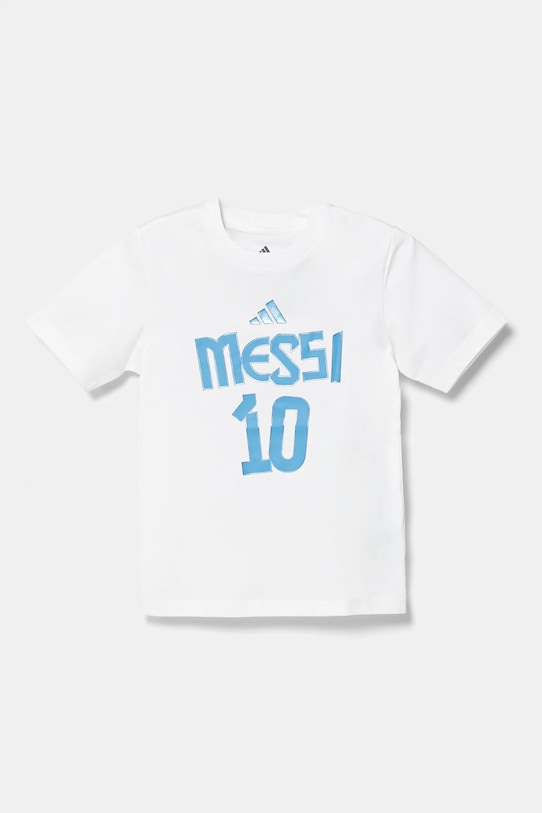 Детская хлопковая футболка MESSI Adidas Performance, белый — фото 2