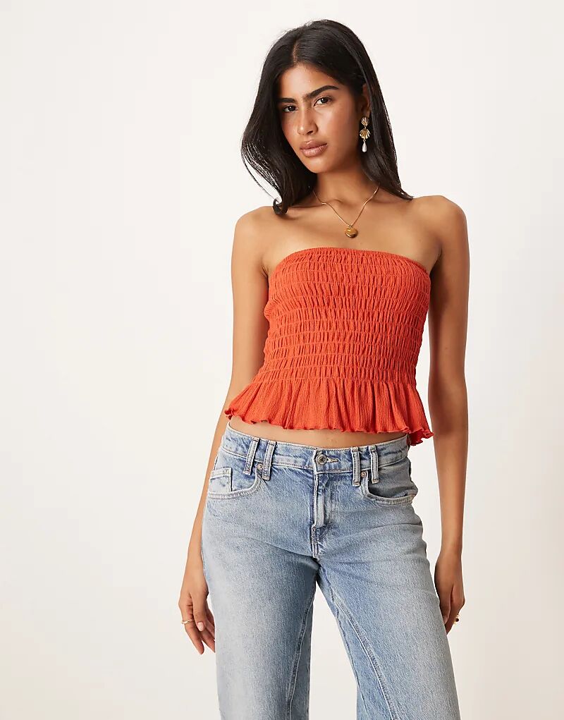 

Топ-бандо ASOS DESIGN со сборками красного цвета
