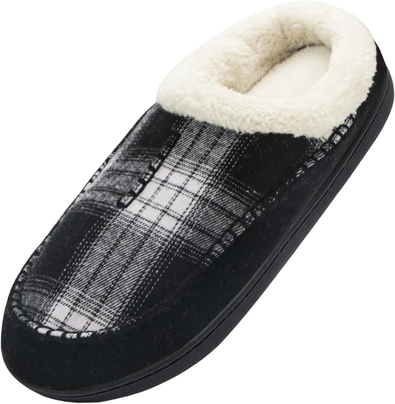 Тапочки из искусственной кожи с флисом WOTTE, Black Plaid