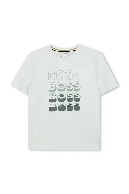 Футболка хлопковая с принтом BOSS, бирюзовый
