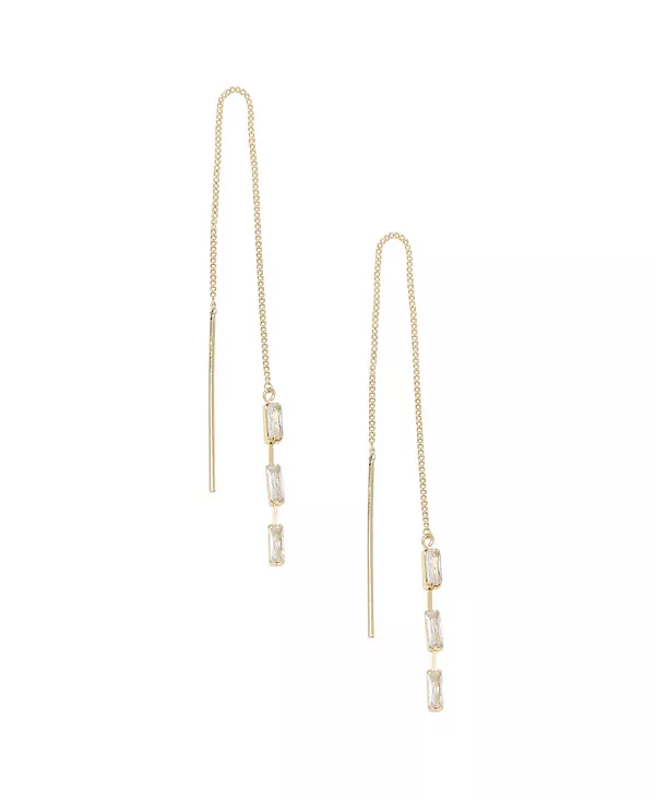 

Серьги-Нити с кристаллами огранки «багет» Ettika, gold