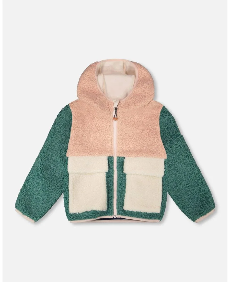 Детская куртка из шерпы для девочек Deux par Deux, светло-розовый colorblock