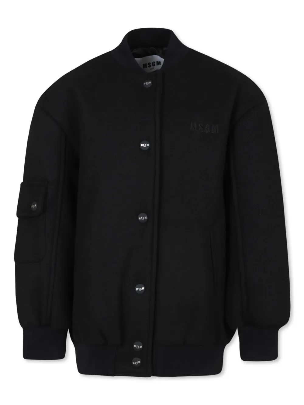

Бомбер с вышитым логотипом MSGM Kids, черный