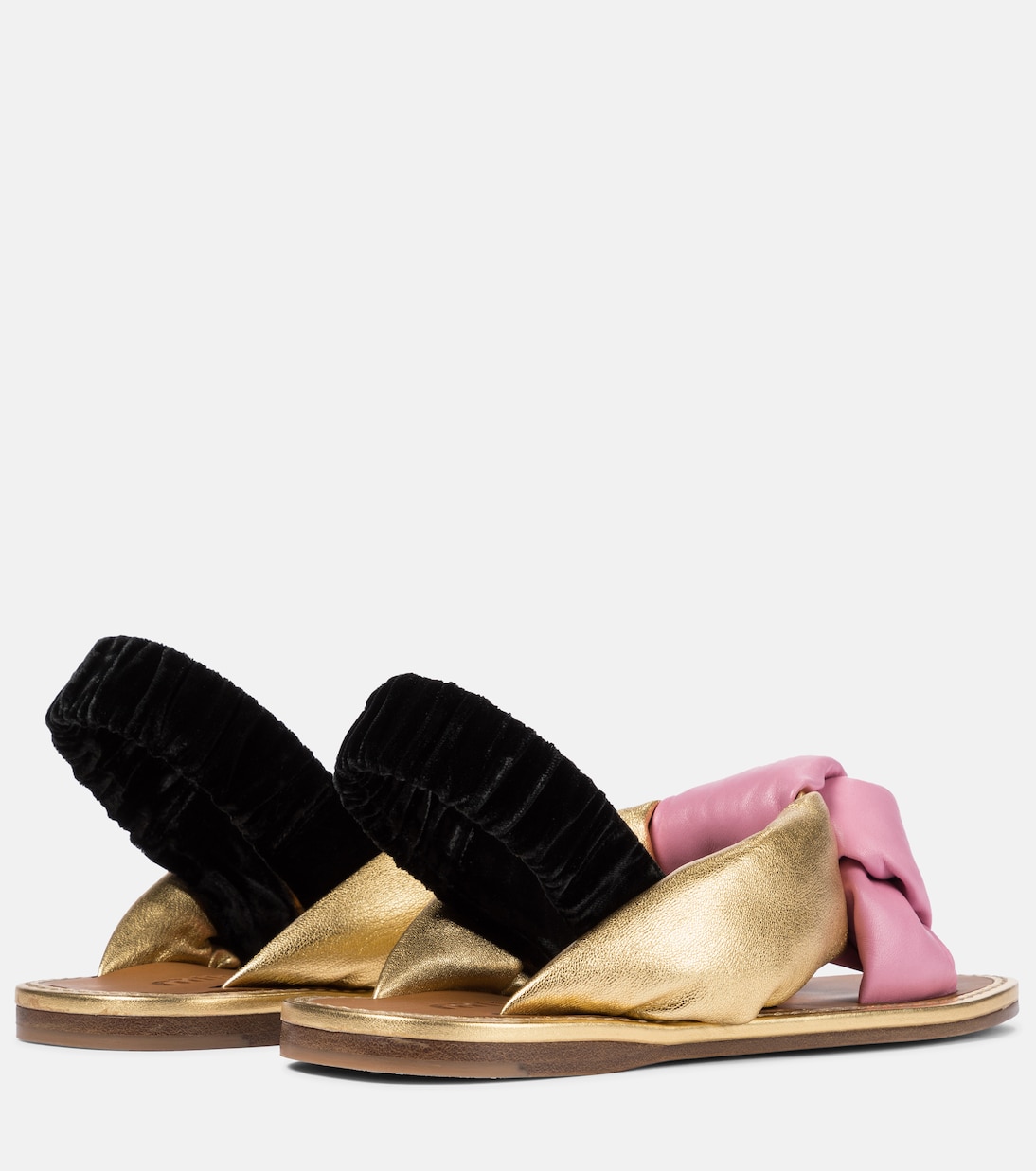 Металлизированные кожаные босоножки на ремешке Miu Miu, Begonia+Oro+Nero — фото 3