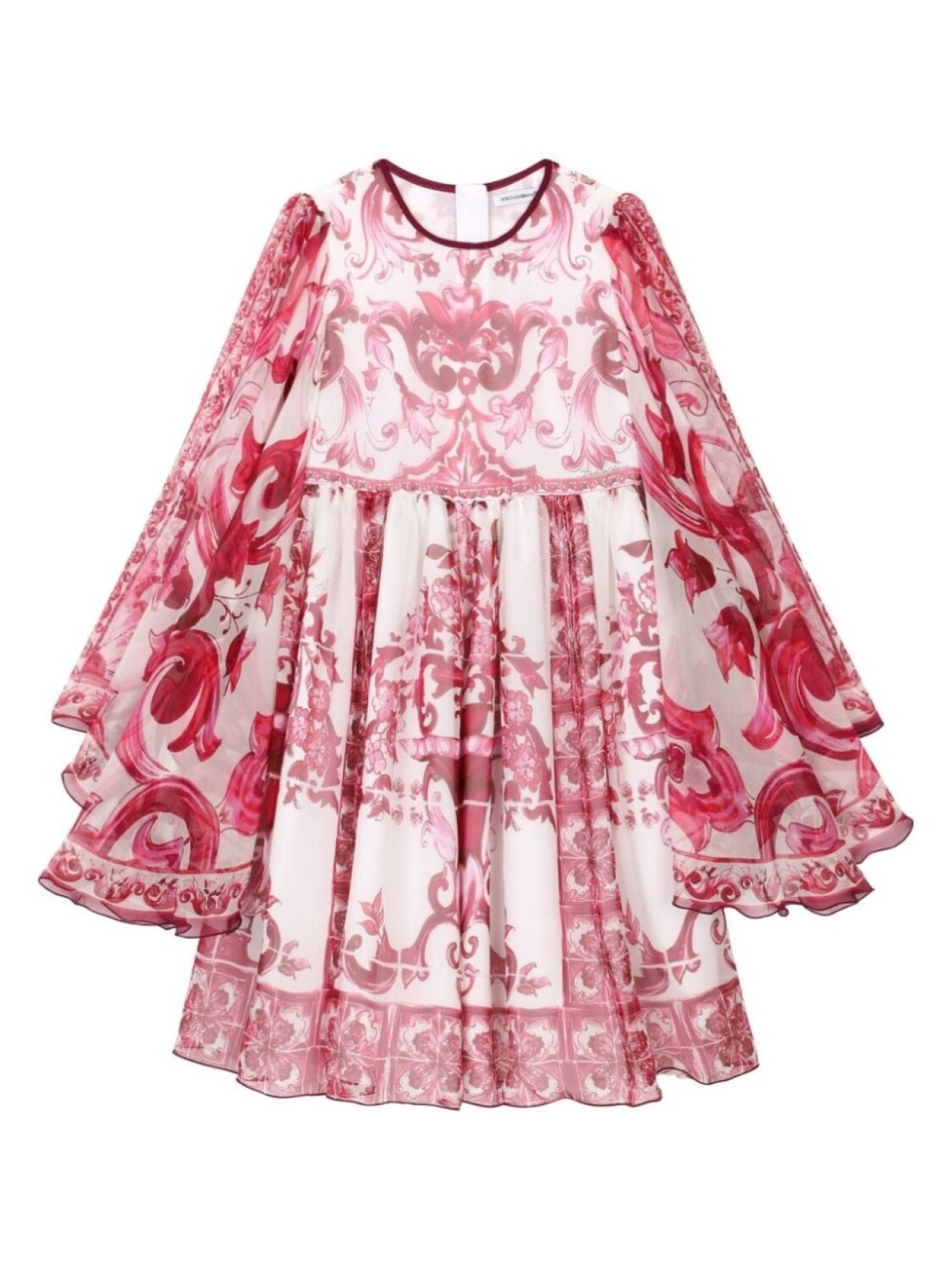 

Dolce & Gabbana шифоновое платье с драпировкой и принтом Majolica, белый