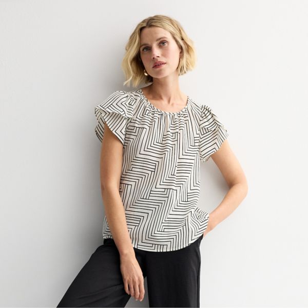 

Блузка с тюльпановыми рукавами мини Nine West, цвет ivory thin lines