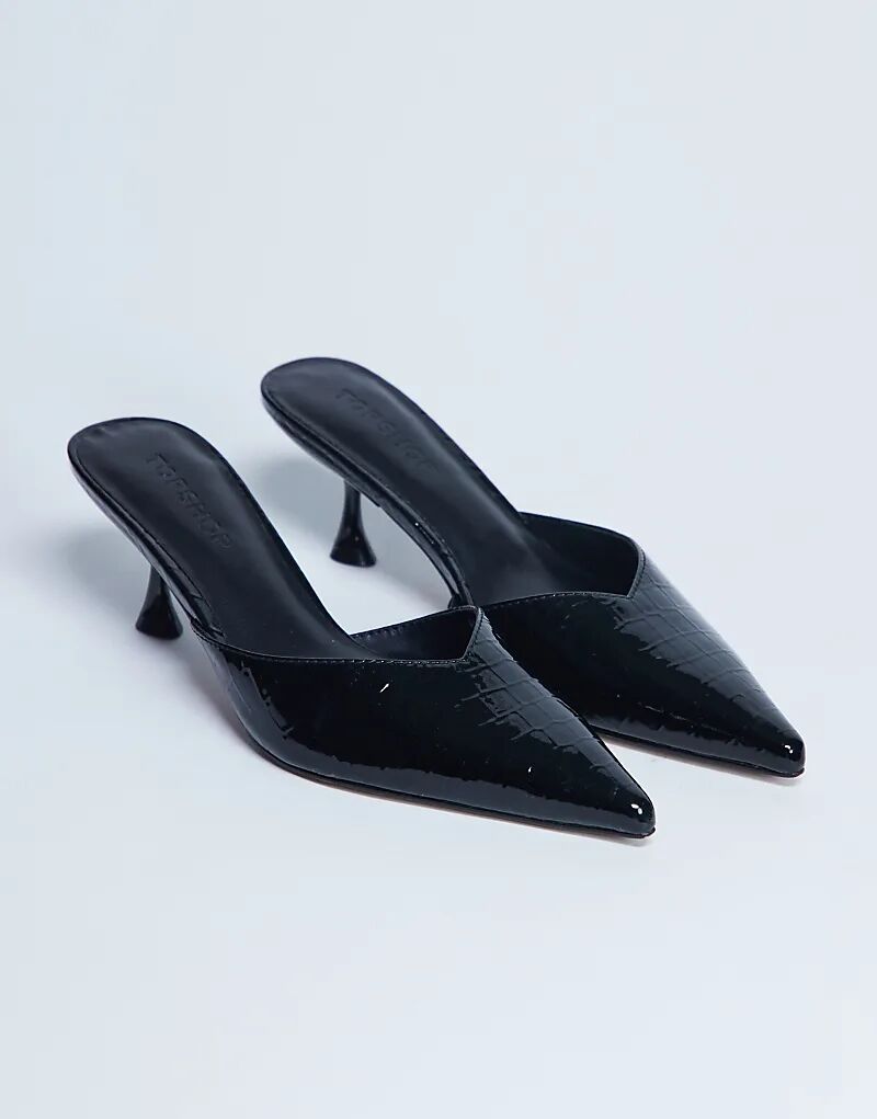 Мюли Topshop Ivette Croc с закрытым носком, черные