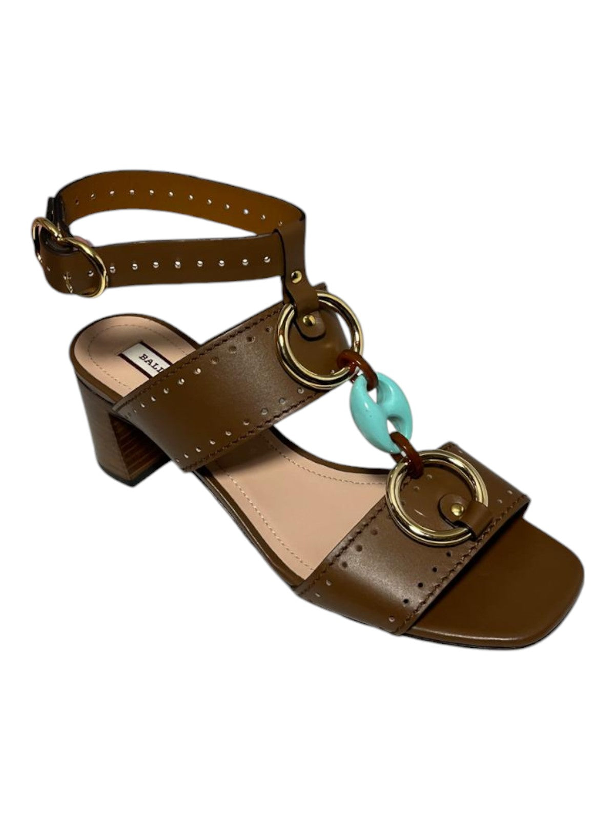 Bally Otta 6225837 Женские сандалии из перфорированной кожи с кольцами, коричневый