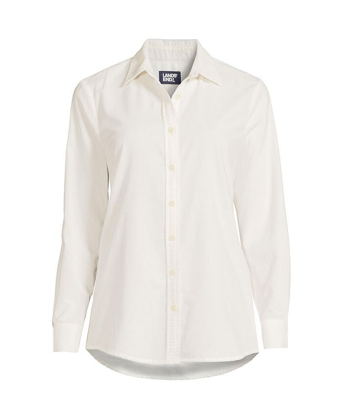 

Женская вельветовая рубашка с длинным рукавом больших размеров Pinwale Lands' End, слоновая кость/кремовый