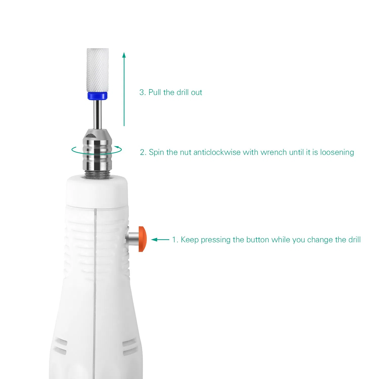 Профессиональный фрезер для ногтей JCMASTER Jsda, White 6 M + Ceramic Bit — фото 3