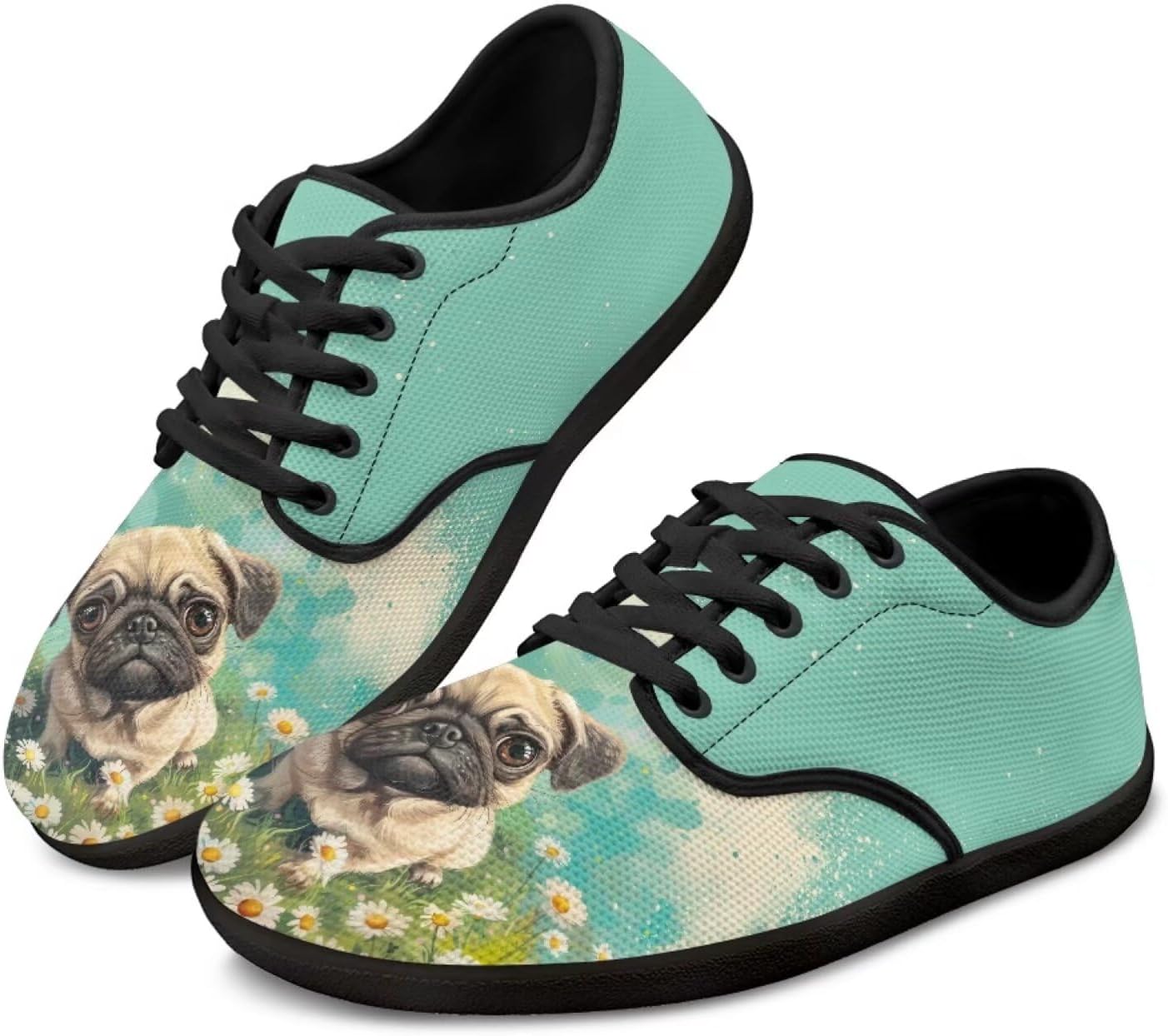 

Кроссовки с широкой носочной частью, плоской подошвой, стильные, дышащие, сетчатые, для тенниса и спорта, для женщин и мужчин Pointodoor, Pug Daisy