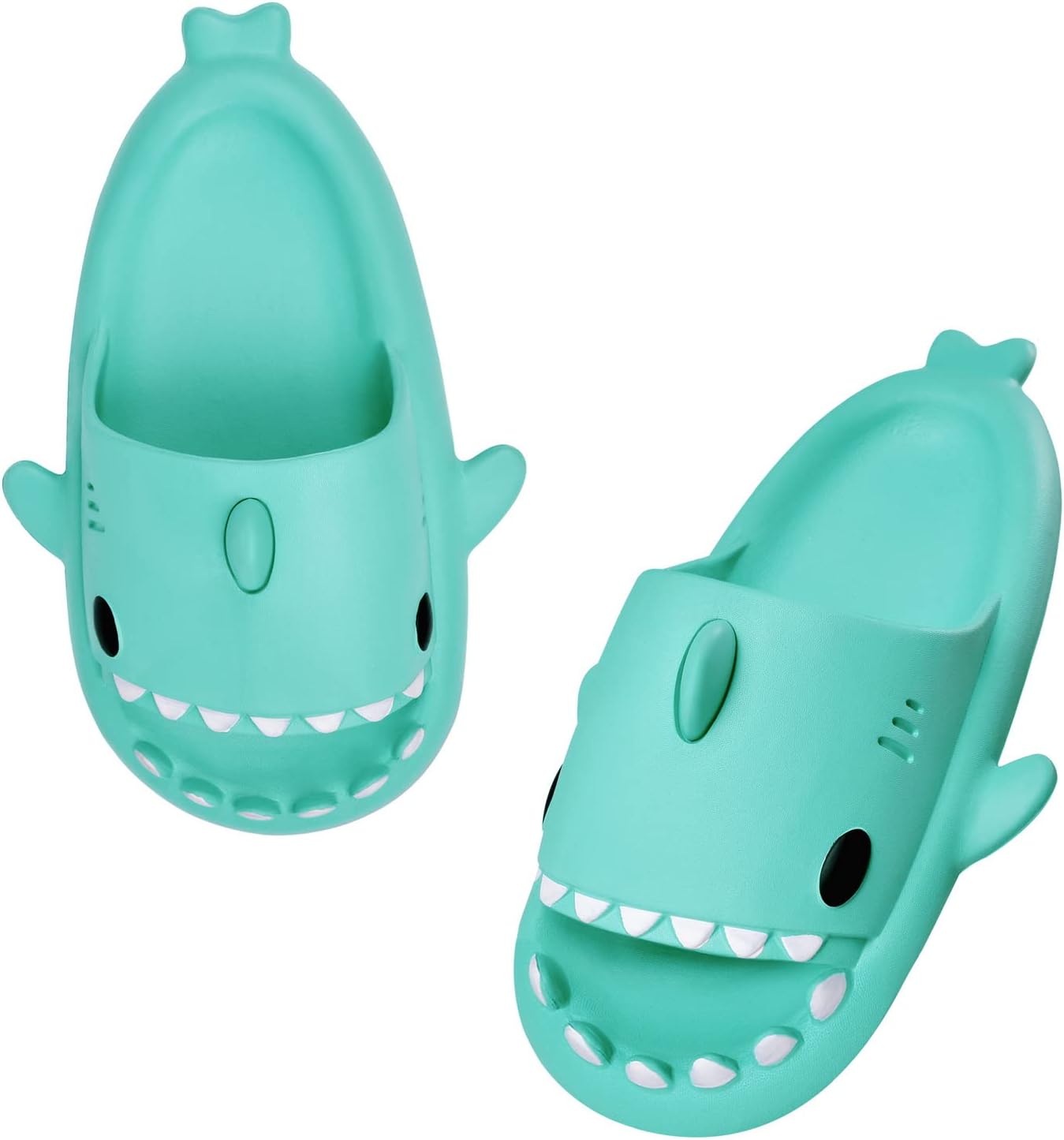 

Шлепанцы MoneRffi Shark для женщин и мужчин, Cloud Shark, оригинальные открытые сандалии, милые тапочки в виде акулы, нескользящие для пляжа, бассейна и душа, зеленый