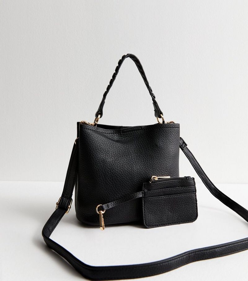 

Черная сумка через плечо Mini Bucket и визитница New Look, черный