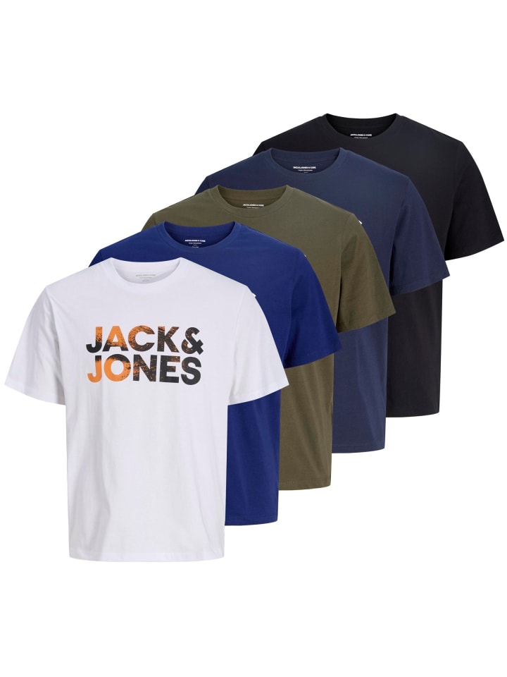 

Jack & Jones Набор из 5 футболок цвета «Маячковый синий», Синий, Jack & Jones Набор из 5 футболок цвета «Маячковый синий»