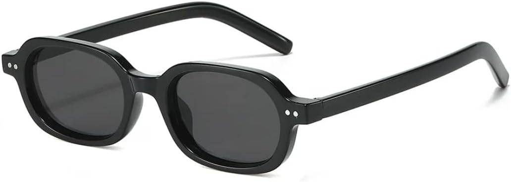 

Модные маленькие овальные мужские солнцезащитные очки в стиле ретро с заклепками, солнцезащитные очки UV400 для женщин, градиентный цвет «желейный чай» VFDHN, Black Black