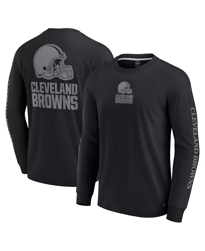 

Мужская и женская черная футболка с длинным рукавом Cleveland Browns Elements Strive Fanatics