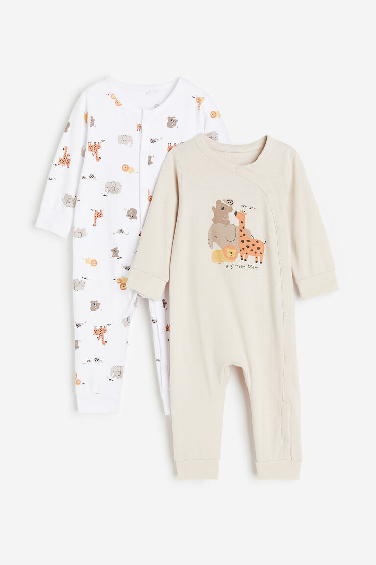 

Две пары хлопковых пижам с рисунком H&M, бежевый