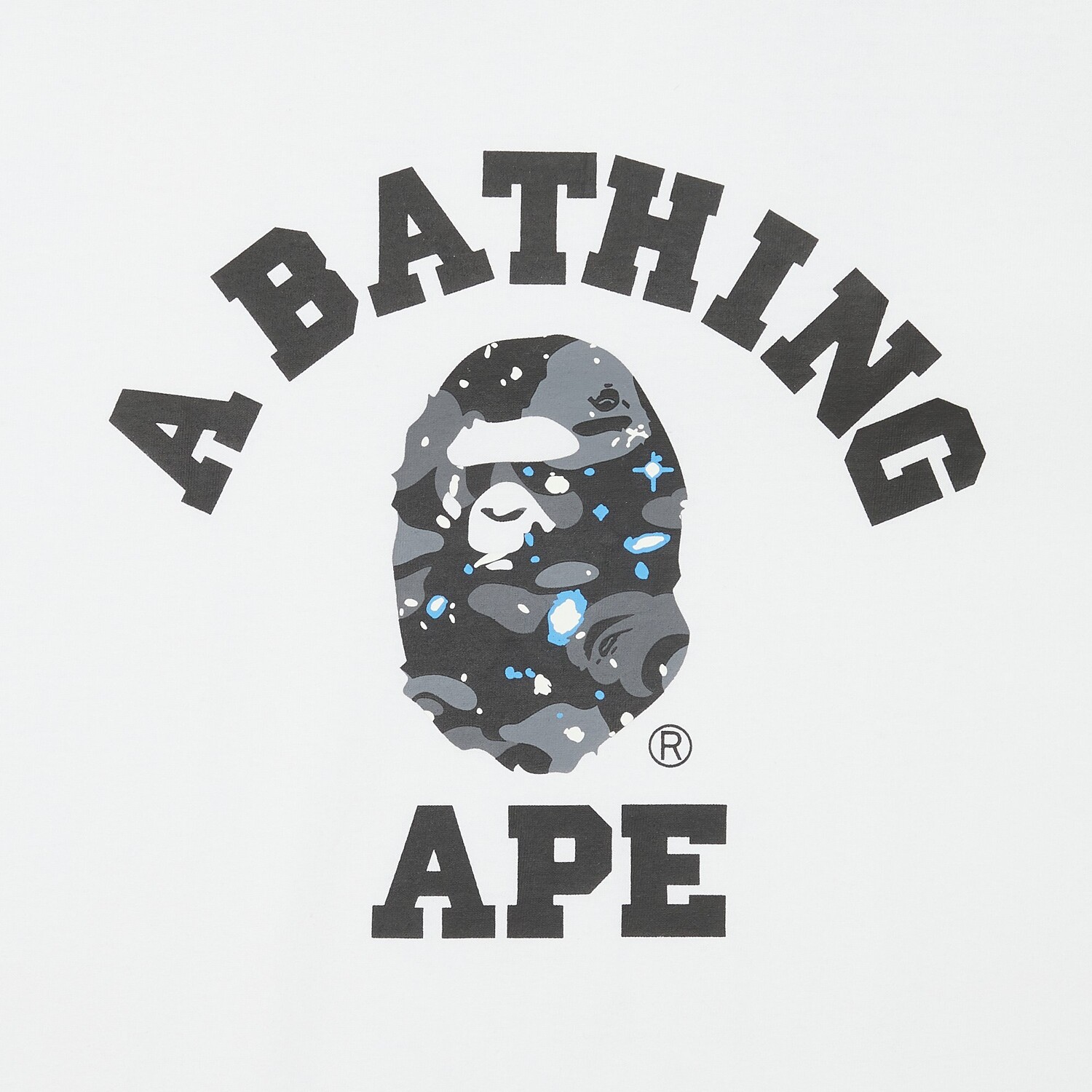Футболка колледжа с космическим камуфляжем BAPE, Белая — фото 3