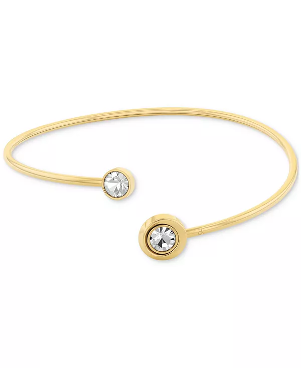 

Браслет-Манжета из нержавеющей стали с витым безелем из кубического циркония Calvin Klein, gold