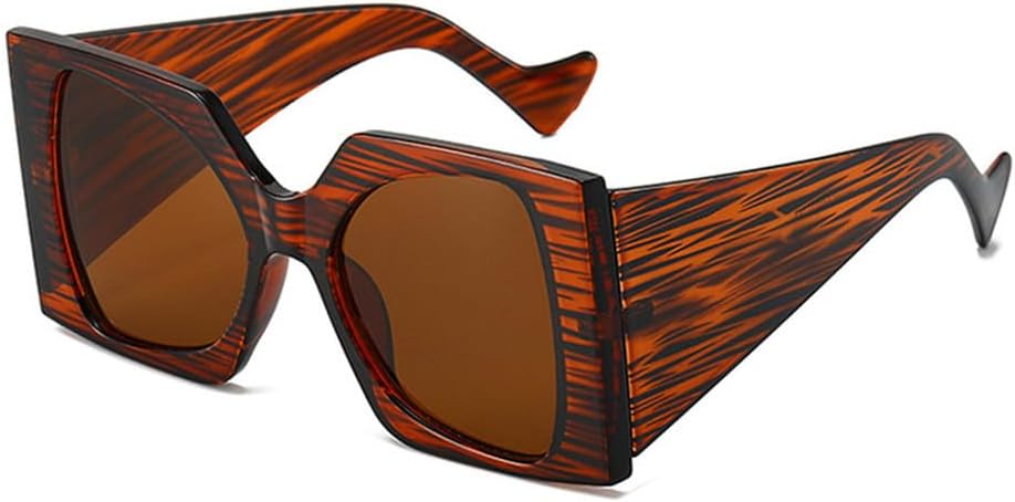 

Модные солнцезащитные очки большого размера с двухцветным дизайном для женщин, ретро-градиентные, с защитой от УФ-излучения UV400; модные солнцезащитные очки для мужчин с леопардовым принтом TKKTLLT, Tea Striped Tea