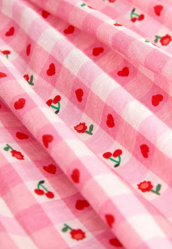 Платье повседневное, прямого кроя, с двойными оборками на рукавах. Next, Pink Gingham — фото 2