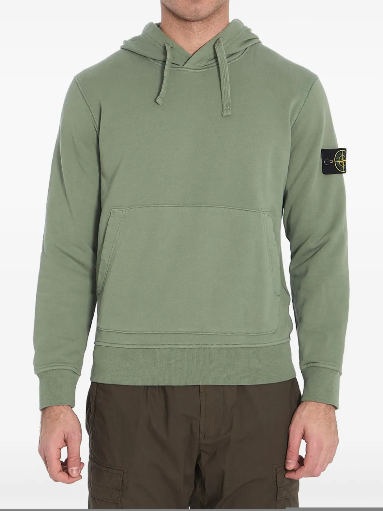 

Толстовка с капюшоном из хлопкового флиса Stone Island, зеленый