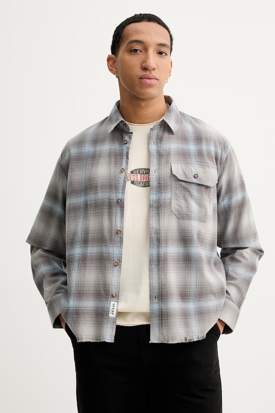 

Хлопковая рубашка Guess Originals, серый