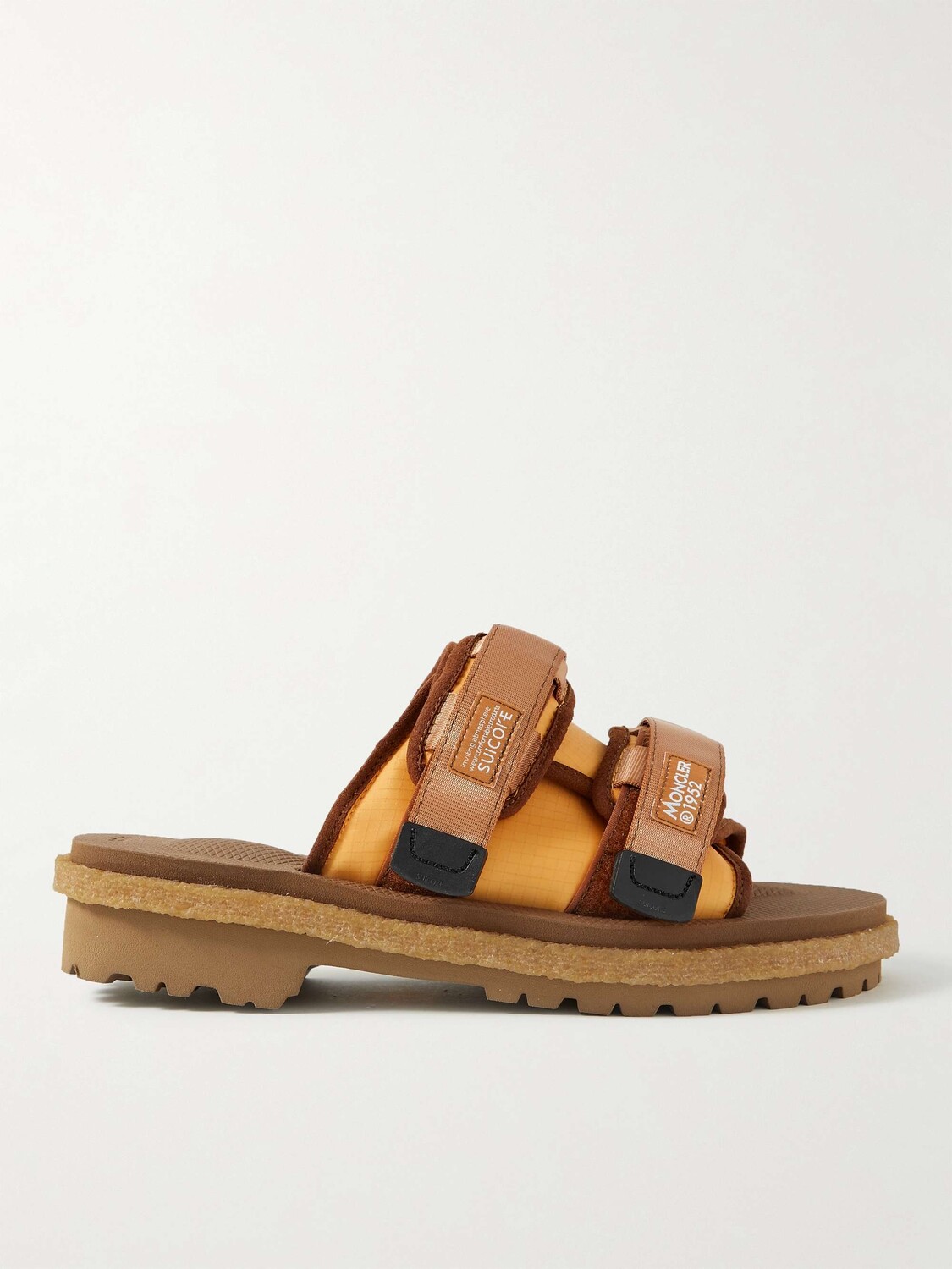 

Suicoke 2 Moncler 1952 Moto Mountain Ripstop и резиновые шлепанцы MONCLER GENIUS, коричневый