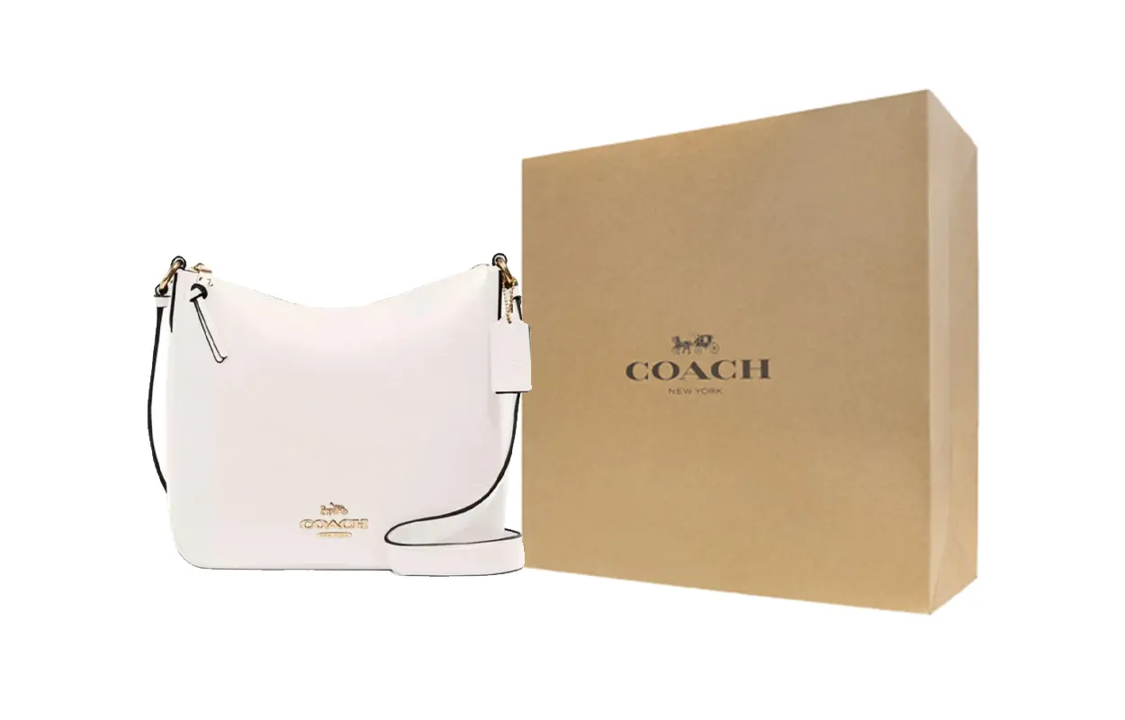 

COACH Кожаная сумка через плечо Ellie, кроссбоди среднего размера для женщин, цвет Gold & Chalk