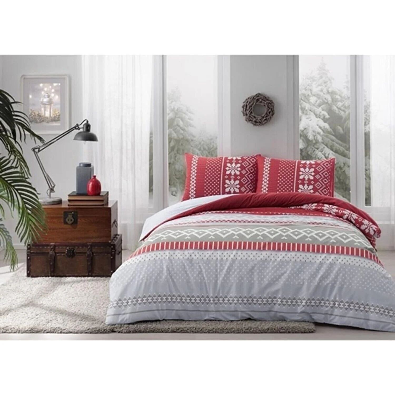 

Комплект постельного белья Tac Double Ranforce Merry Red